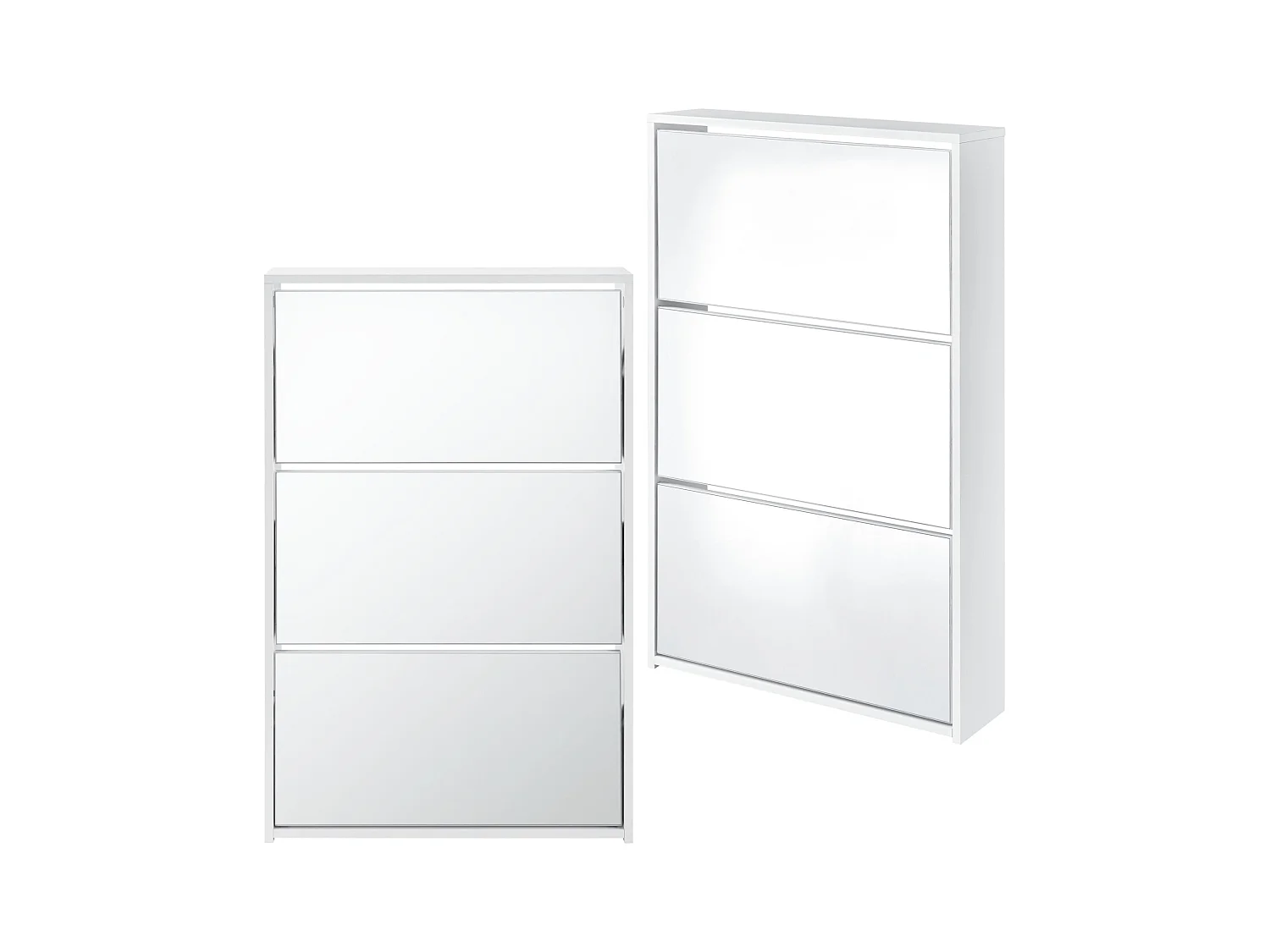 Sapateira para armazenamento de sapatos para 9 pares de sapatos 3 superfícies de armazenamento em MDF espelhado 102,5 x 63 x 17cm branco 03_0002841