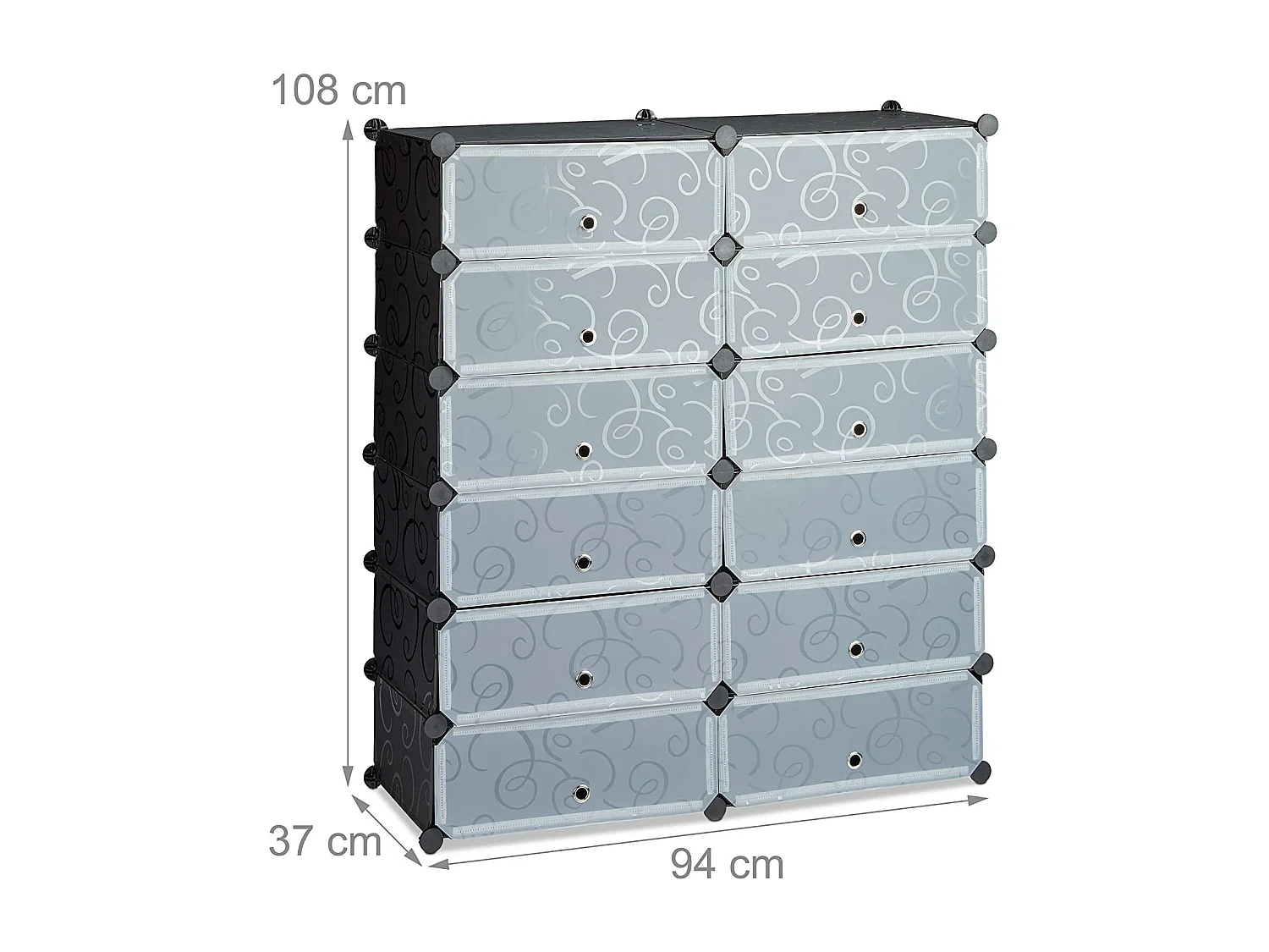 Armário de prateleira para sapatos com 12 armários 24 pares preto 13_0001634_3