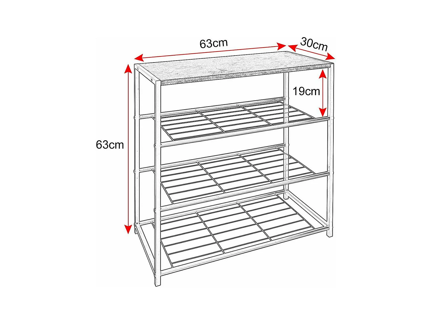 Range chaussures meuble avec métal marron 42 x 30 x 63 cm 19_0000416