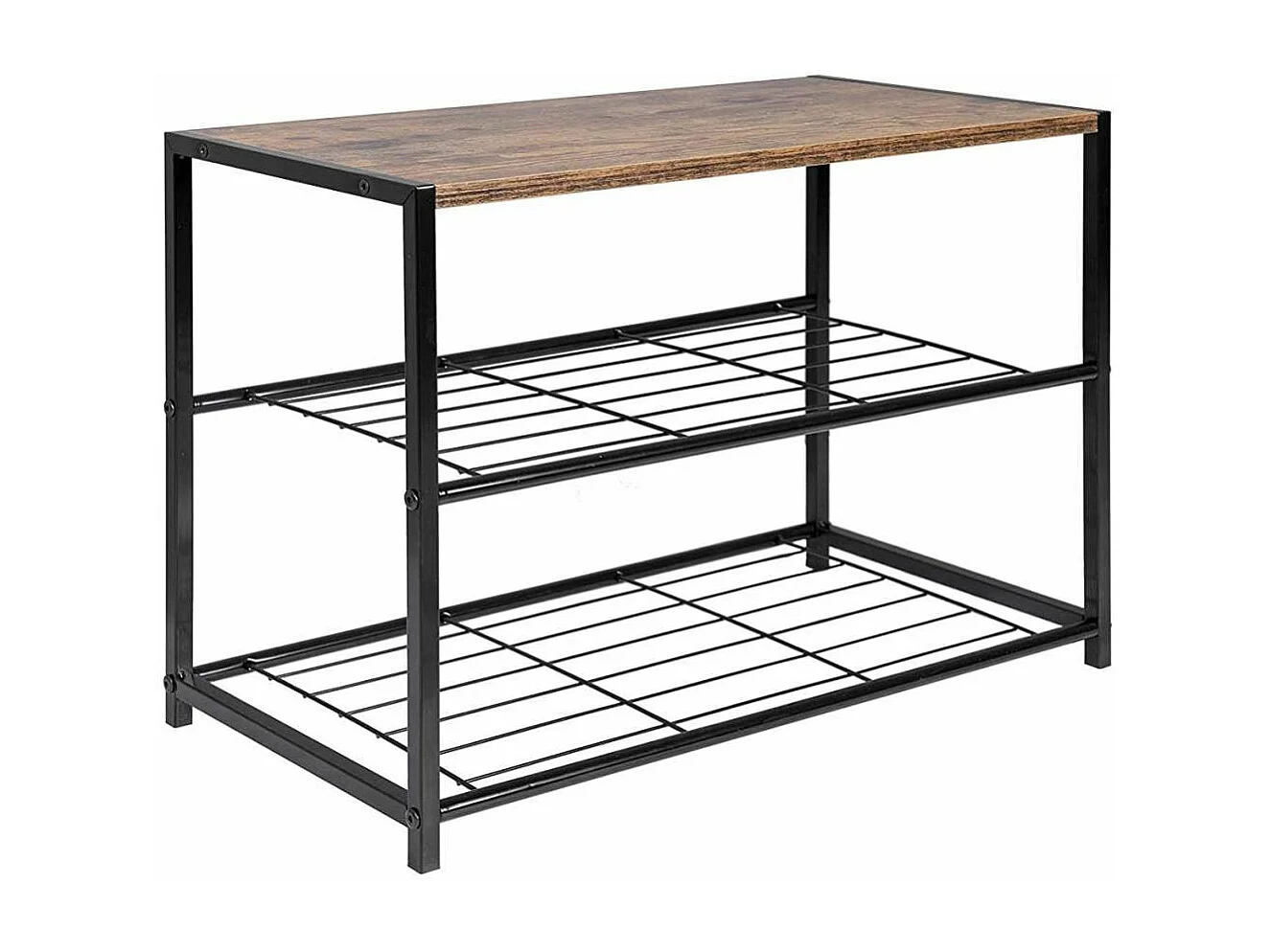 Móvel sapateira com assento em madeira metal para corredor 63x30x42cm 19_0000416