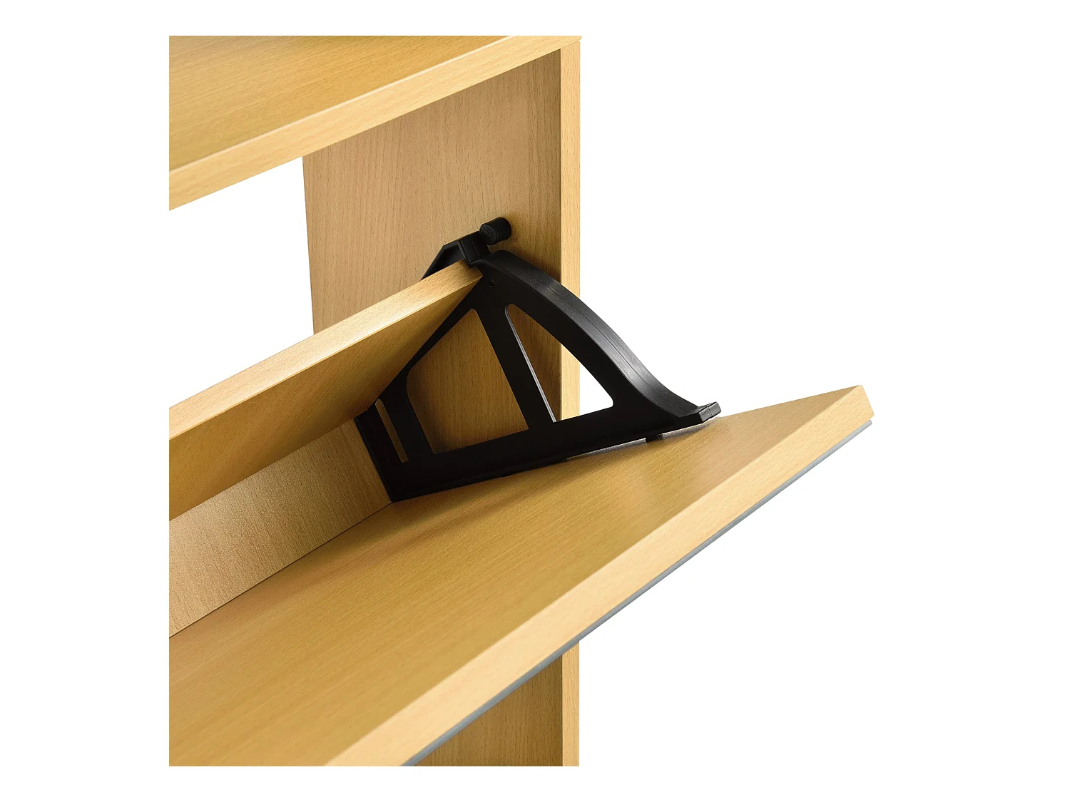 Zapatero de diseño mueble de almacenamiento con 4 compartimentos para 12 pares frente de espejo tablero de partículas de melamina 134 x 63 x 17 cm haya 03_0005168