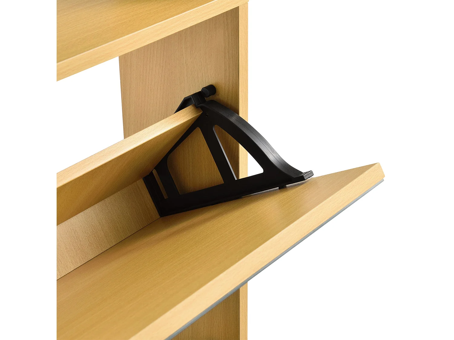 Zapatero de diseño mueble de almacenamiento con 4 compartimentos para 12 pares frente de espejo tablero de partículas de melamina 134 x 63 x 17 cm haya 03_0005168