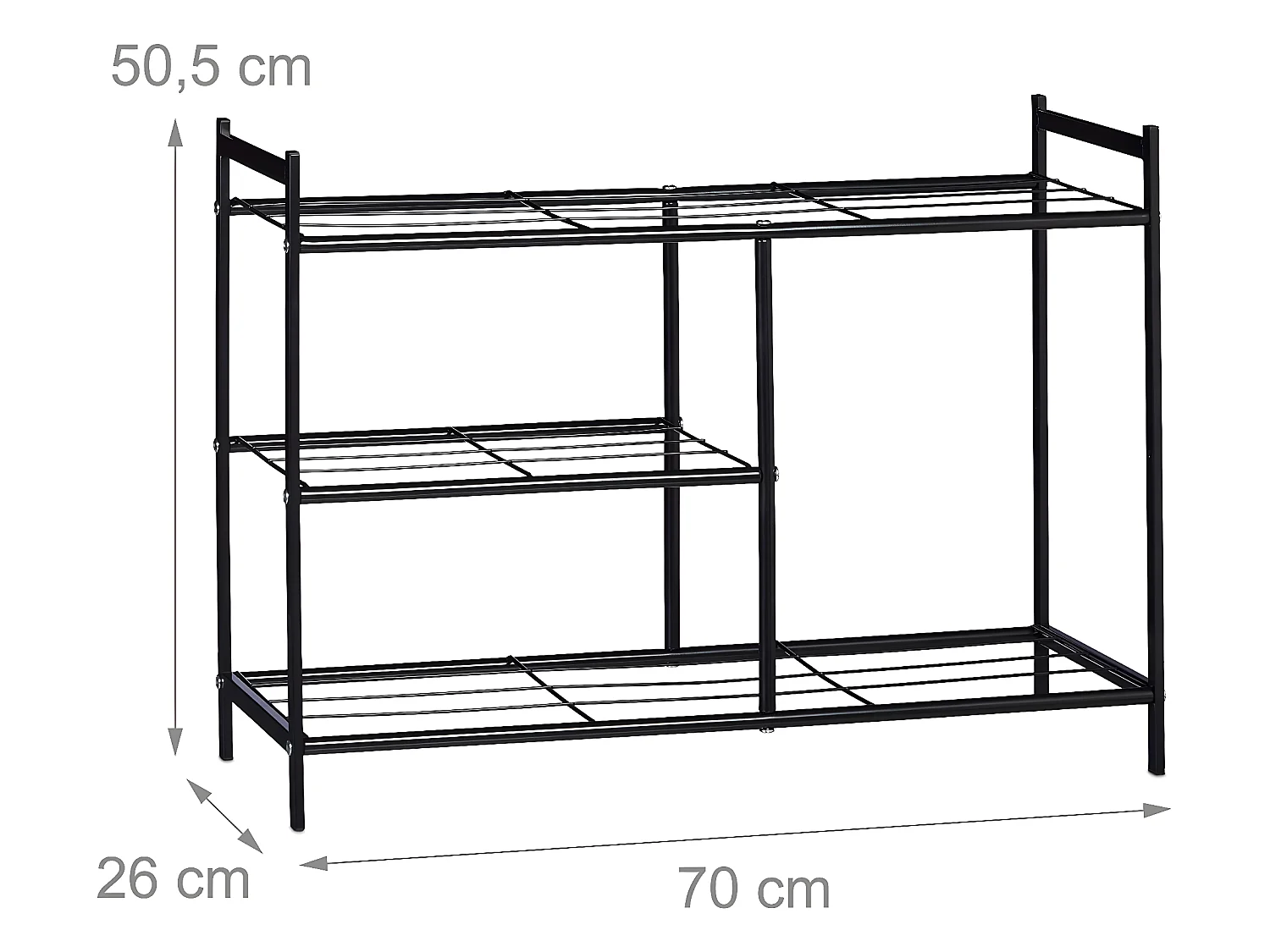 Meuble à chaussures 3 métal argentée 70 x 26 x 50.5 cm 13_0001640