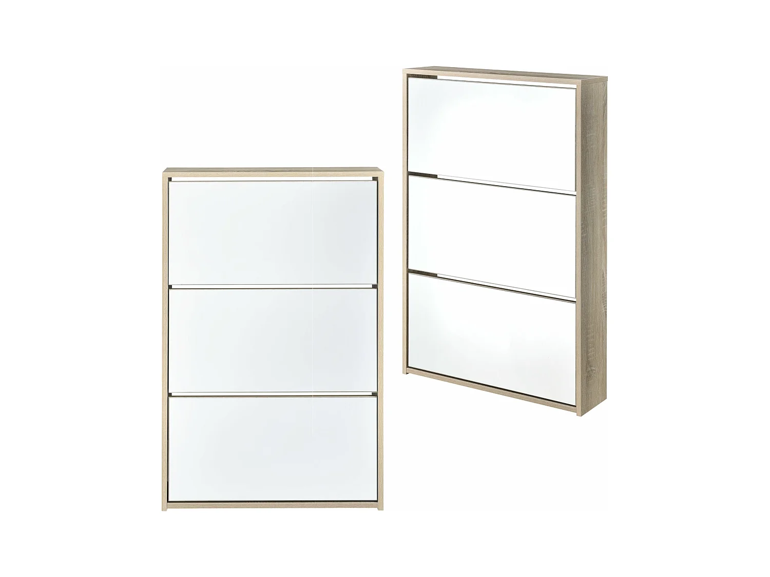 Meuble à chaussure rangement effet bois beige 63 x 17 x 102.5 cm 03_0002842