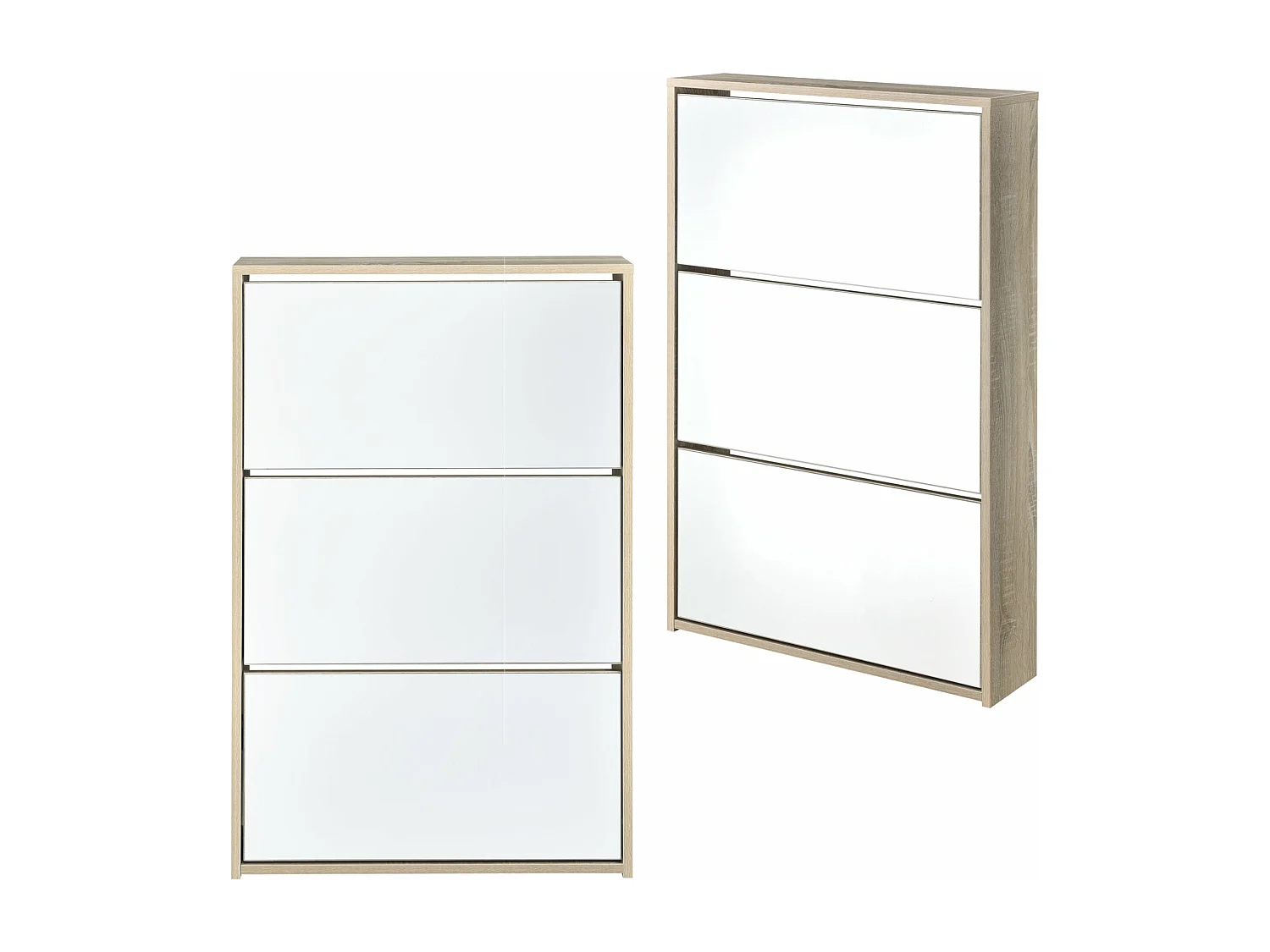 Scarpiera portascarpe per 9 paia di scarpe 3 superfici di appoggio in MDF a specchio 102,5 x 63 x 17 cm rovere 03_0002842