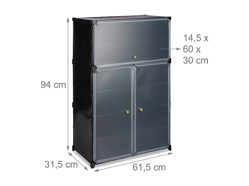 Armoire à chaussures en noire 61.5 x 31.5 x 94 cm 13_0000254_2