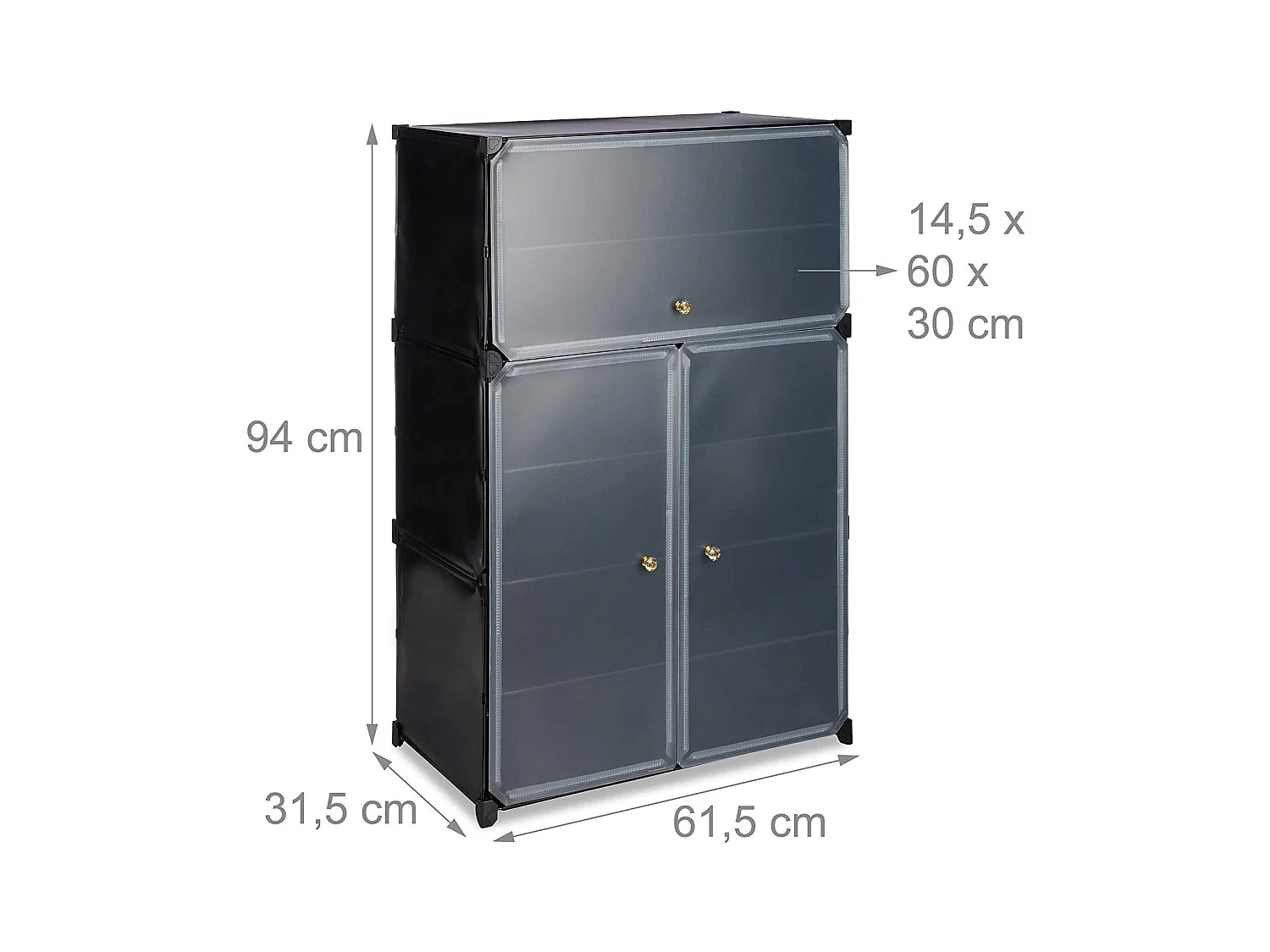 Armoire à chaussures en noire 61.5 x 31.5 x 94 cm 13_0000254_2