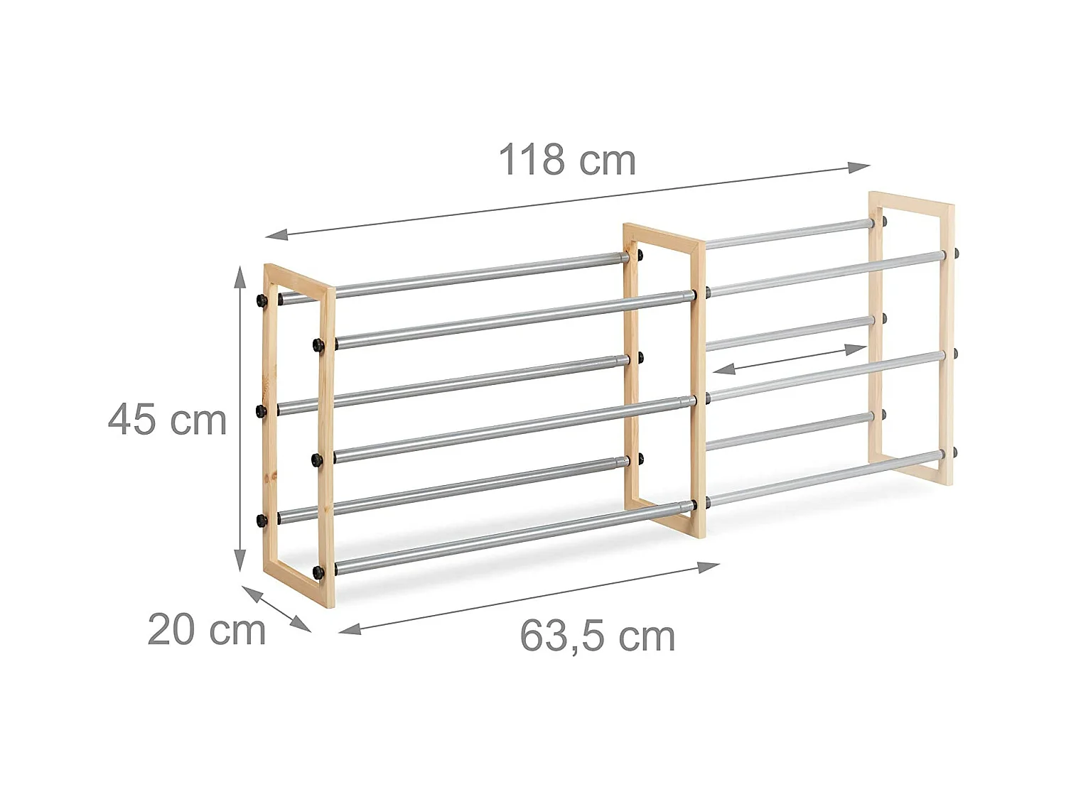 Étagère meuble ouvert chaussures bois marron 118 x 20 x 45 cm 13_0001068