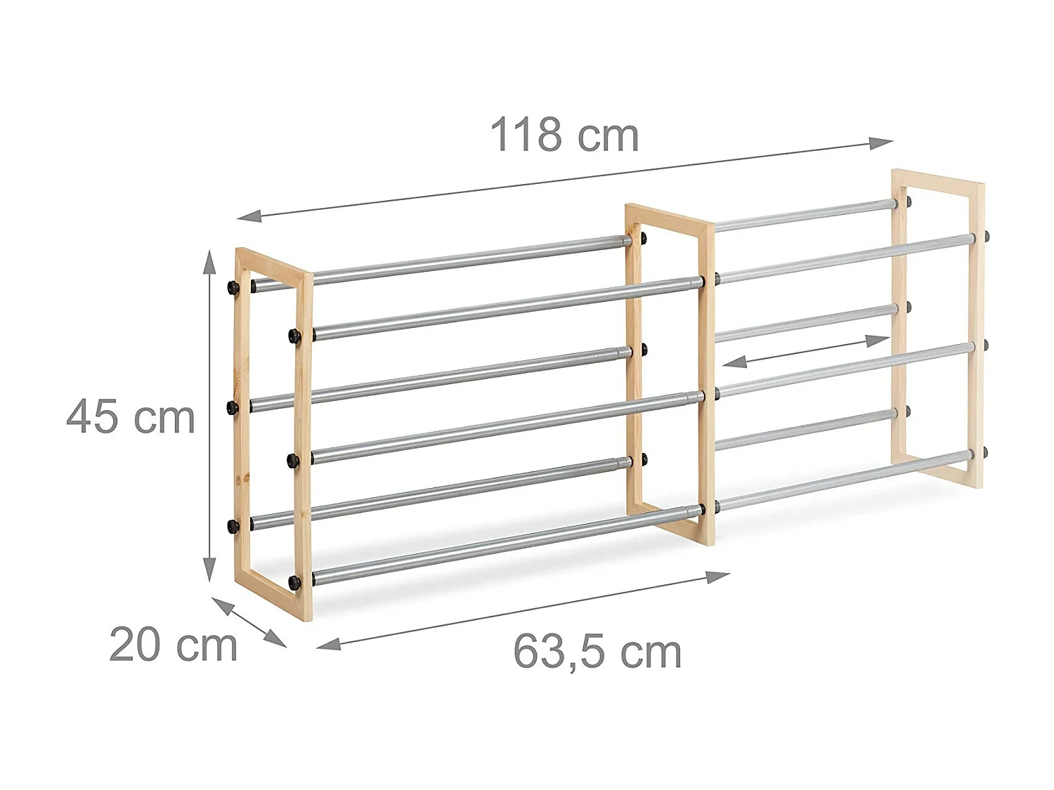 Étagère meuble ouvert chaussures bois marron 118 x 20 x 45 cm 13_0001068