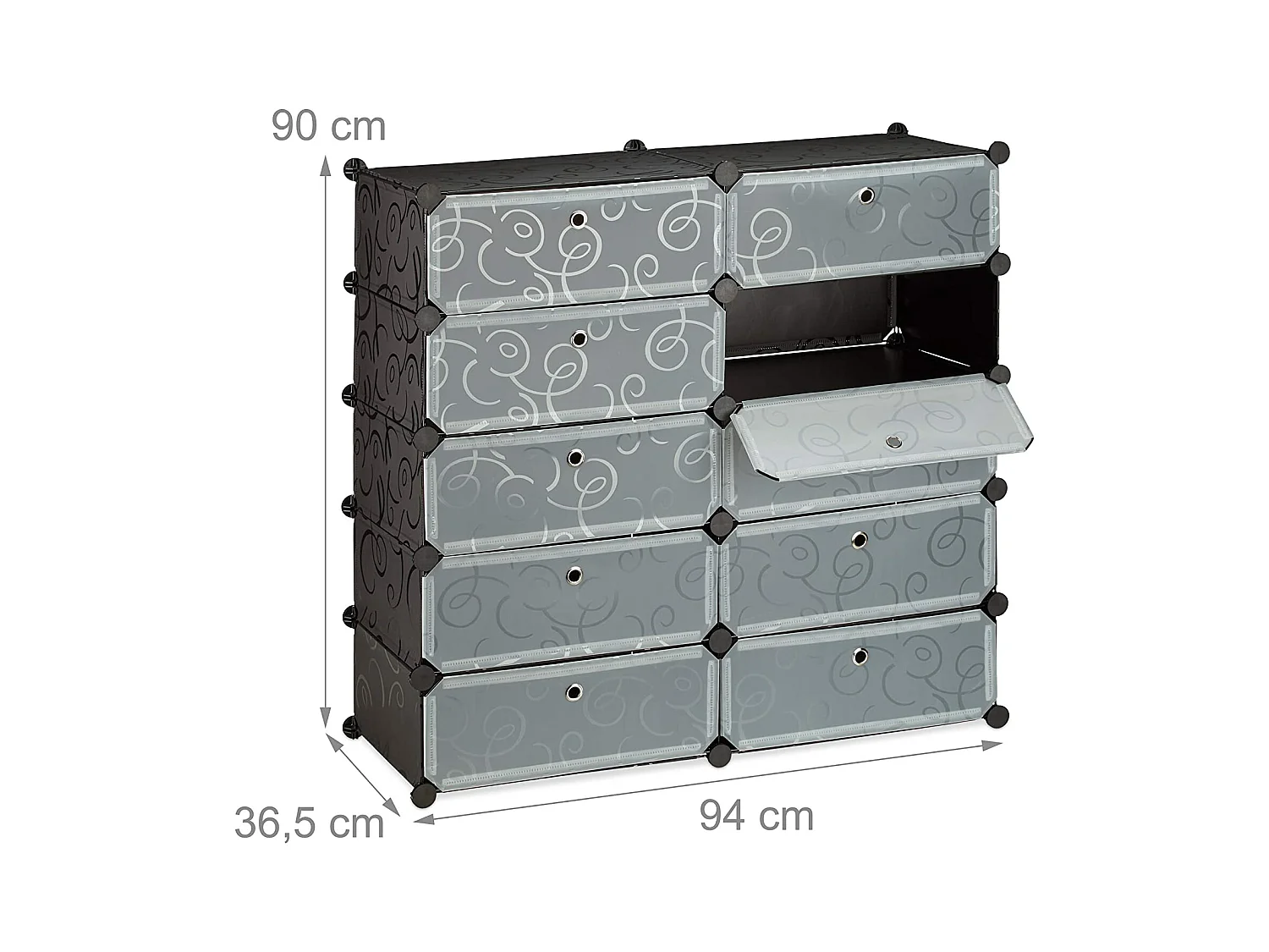 Zapatero estante mueble almacenaje 10 taquillas 20 pares 90 cm negro 13_0001633_3