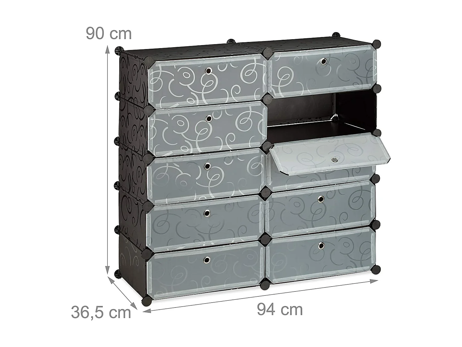 Zapatero estante mueble almacenaje 10 taquillas 20 pares 90 cm negro 13_0001633_3