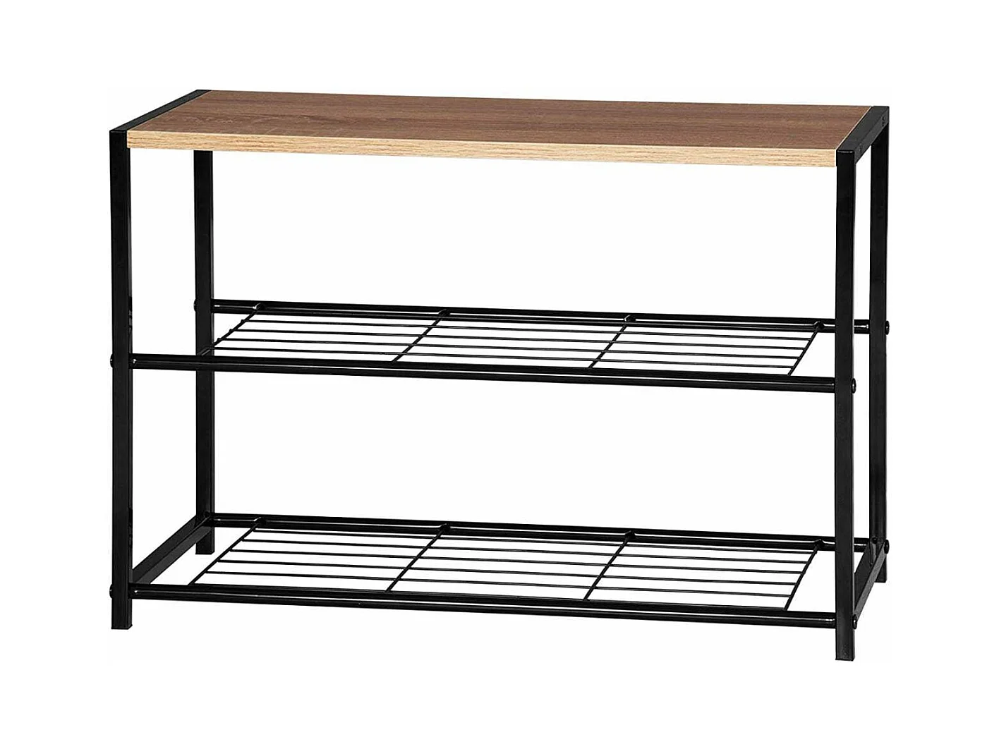 Zapatero de madera bancos de zapatos de metal para pasillo 63 cm negro 19_0000619