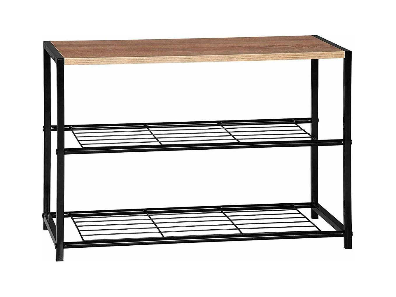 Zapatero de madera bancos de zapatos de metal para pasillo 63 cm negro 19_0000619