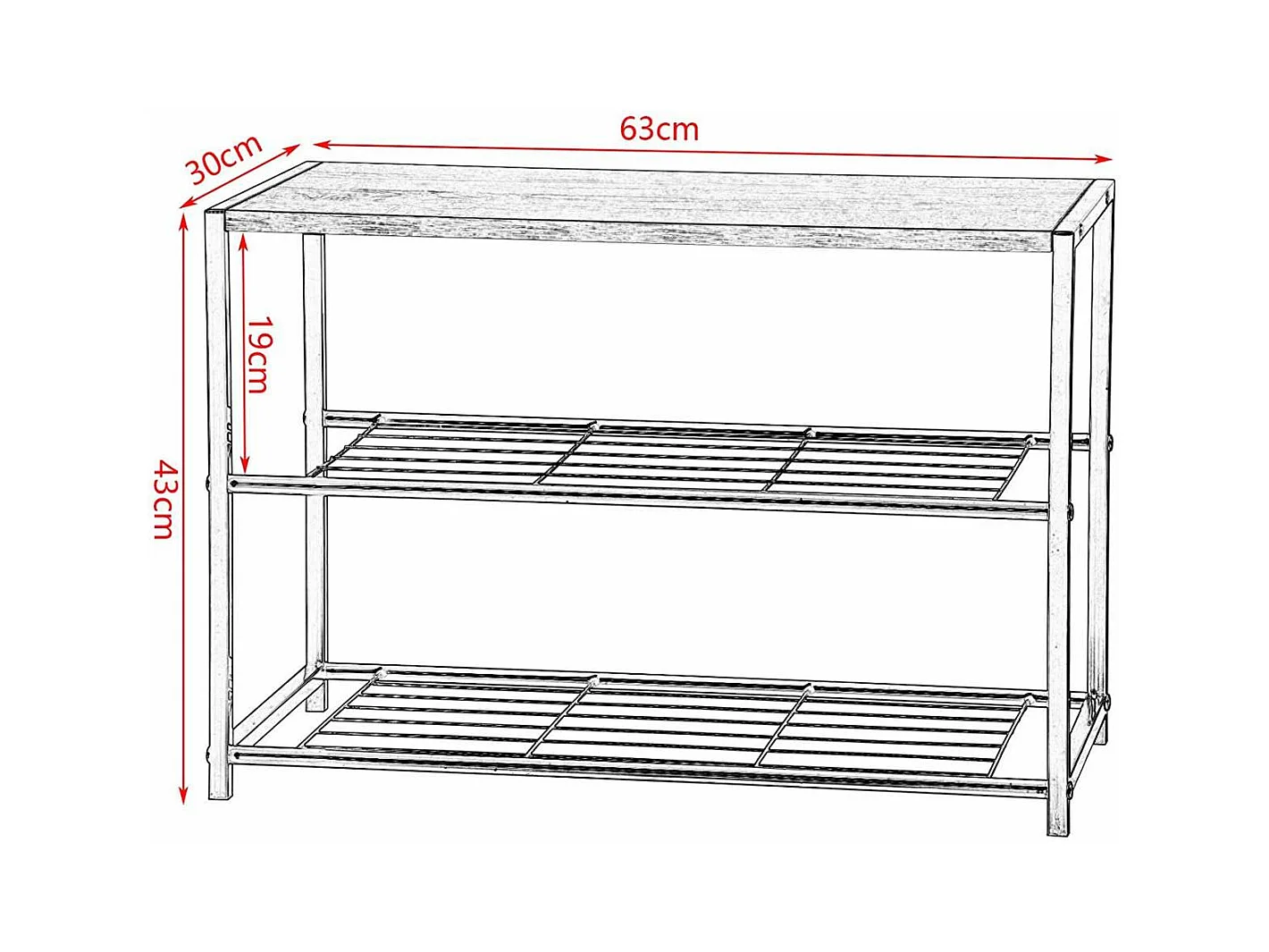 Zapatero de madera bancos de zapatos de metal para pasillo 63 cm negro 19_0000619