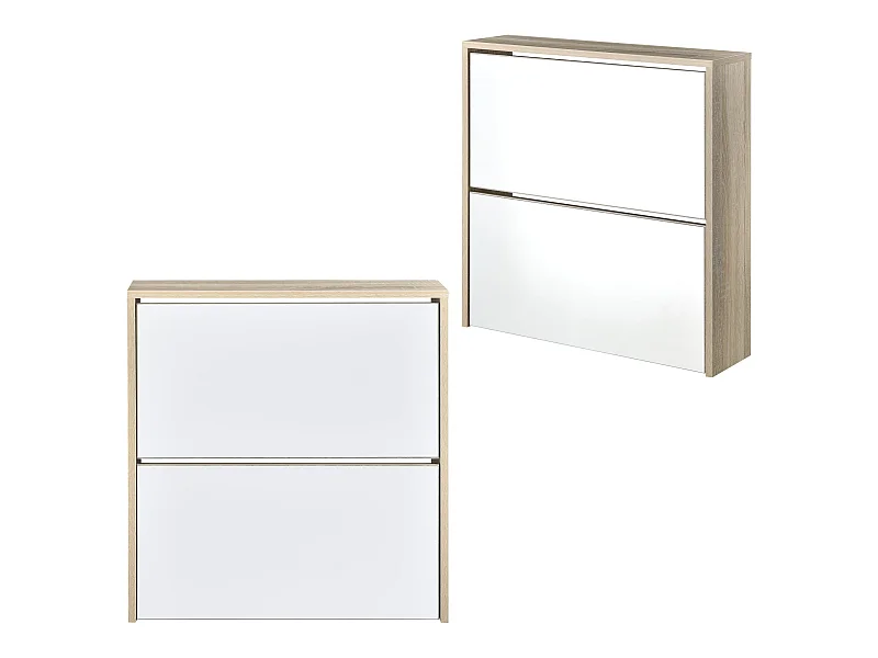 Zapatero zapatero para 6 pares de zapatos 2 superficies de almacenaje MDF espejo 67 x 63 x 17 cm roble 03_0002840