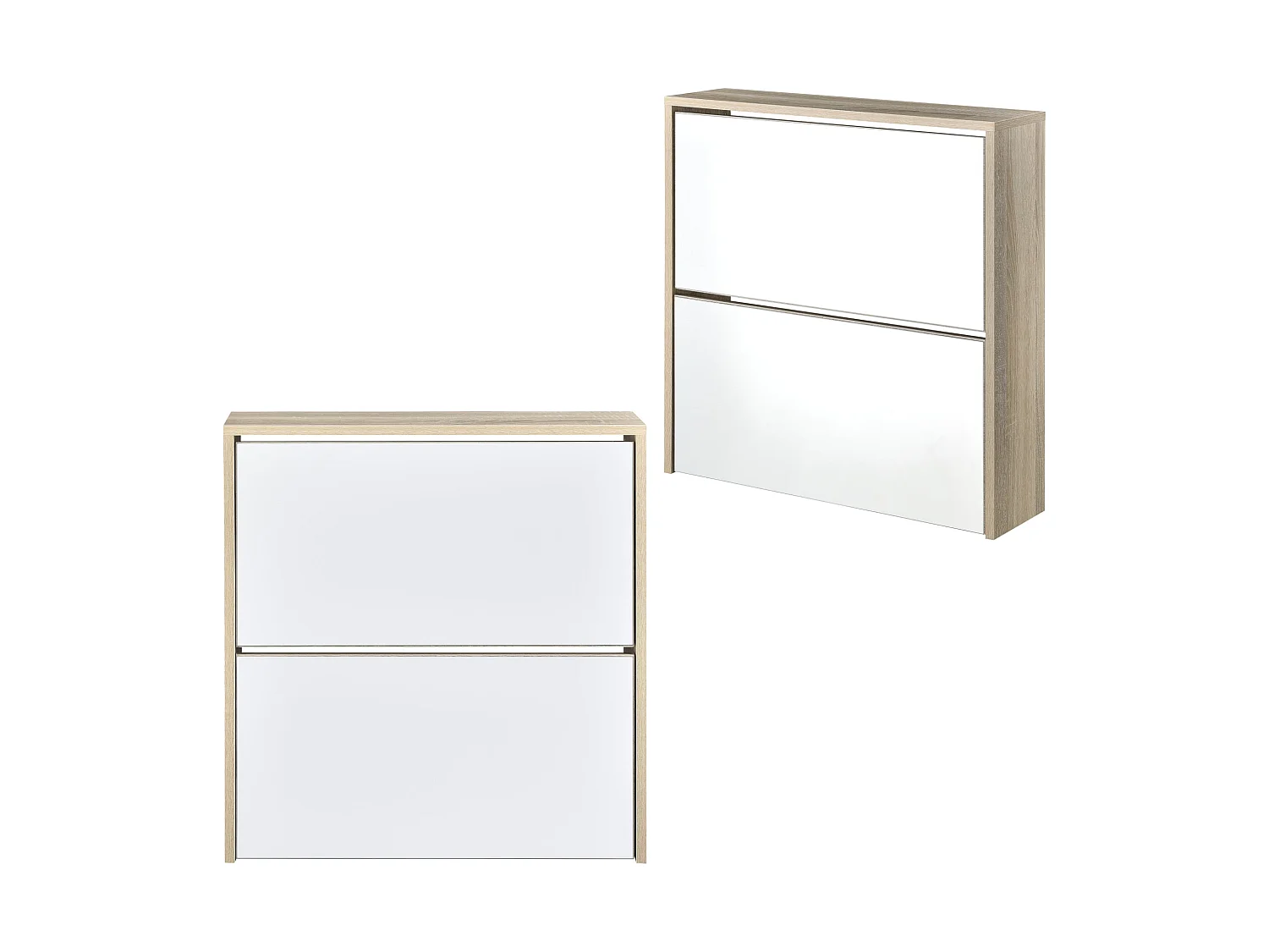 Sapateira organizadora para 6 pares de sapatos 2 superfícies de armazenamento MDF espelho 67 x 63 x 17 cm carvalho 03_0002840