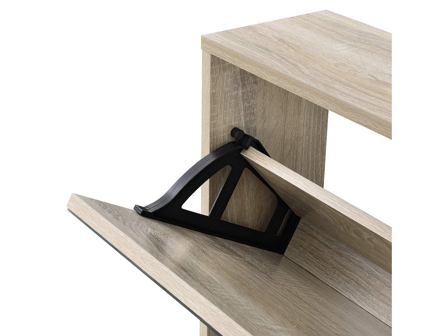 Zapatero zapatero para 6 pares de zapatos 2 superficies de almacenaje MDF espejo 67 x 63 x 17 cm roble 03_0002840