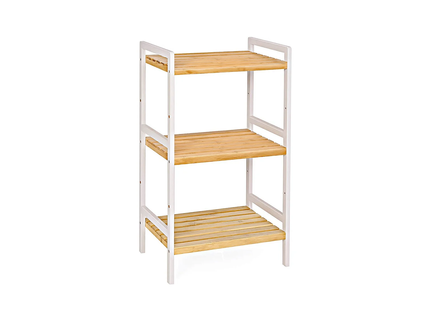 Sapateira com 3 níveis de armazenamento em bambu natural com estrutura branca 80 cm 12_0002872