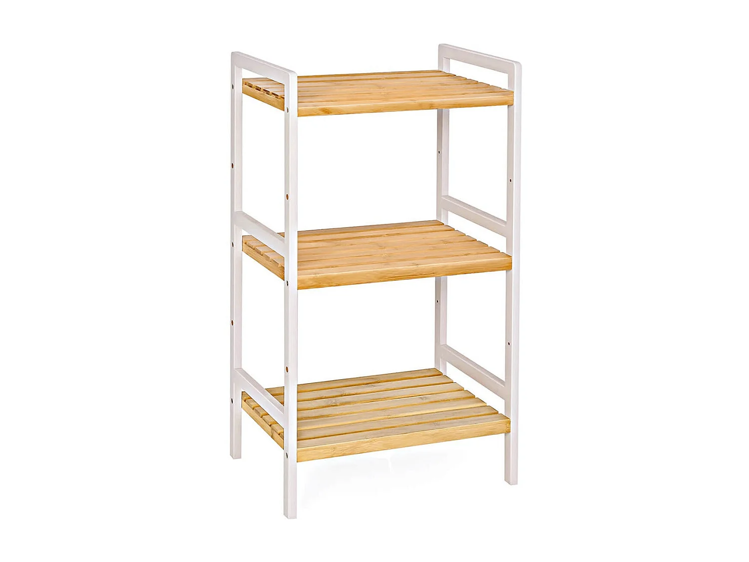 Zapatero de 3 niveles de bambú natural con estructura blanca 80 cm 12_0002872