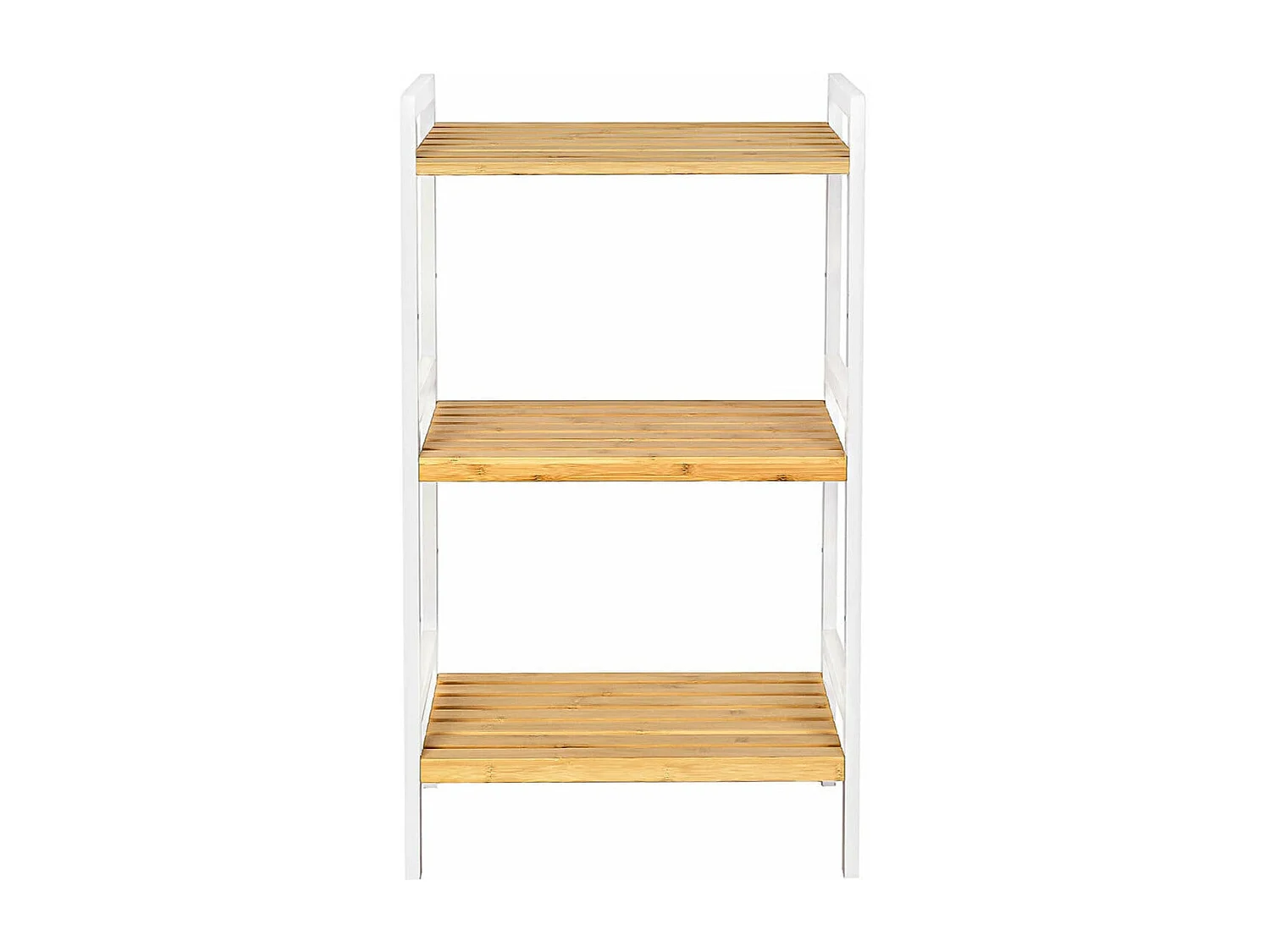 Zapatero de 3 niveles de bambú natural con estructura blanca 80 cm 12_0002872