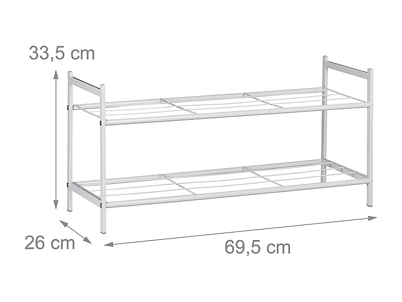 Prateleira para sapateira com 2 prateleiras em meta 6 pares branco 13_0001639_2
