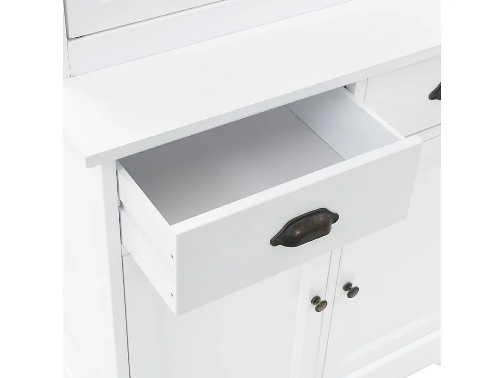 Buffet aparador console armário unidade de armazenamento armário de porcelana com 4 portas em MDF e madeira de pinho 180 cm 4402167