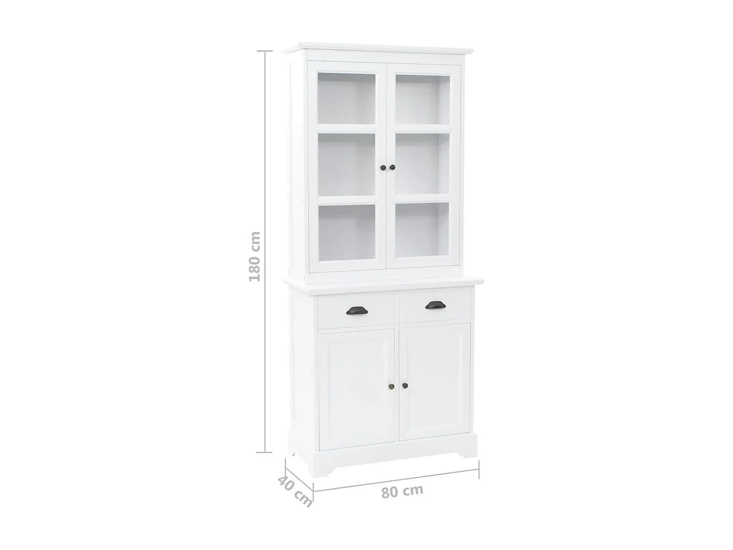 Buffet aparador console armário unidade de armazenamento armário de porcelana com 4 portas em MDF e madeira de pinho 180 cm 4402167