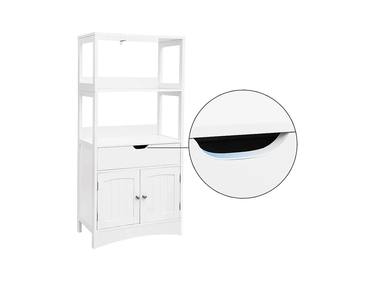 Mueble buffet con cajón 2 estantes abiertos mueble de baño de doble puerta amplio almacenaje 12_0000670