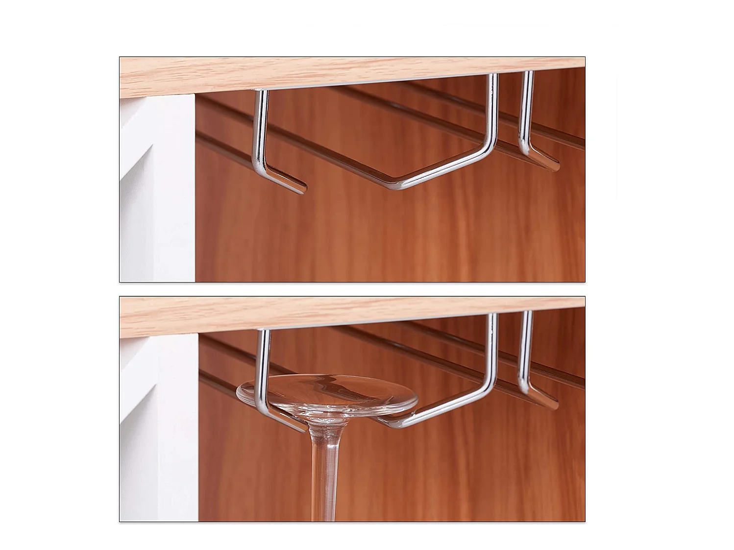 Estante para vino grande para 8 botellas y estante para copas marrón 13_0001277_2