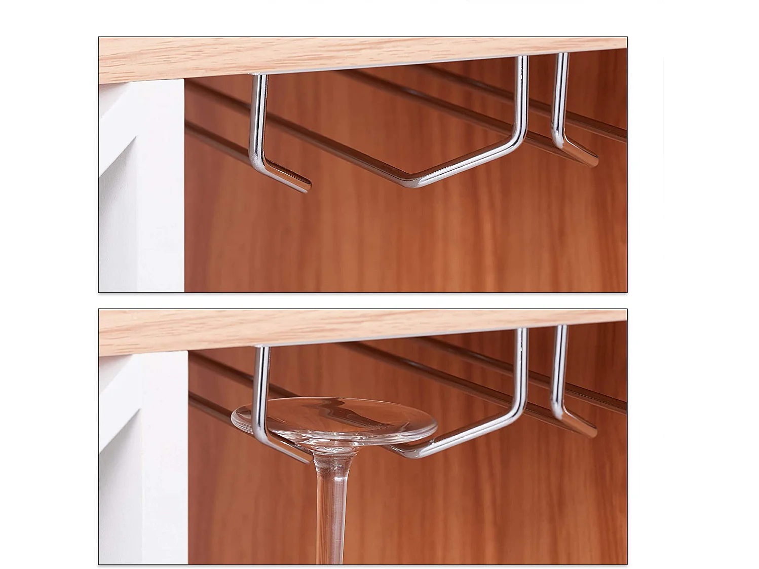 Estante para vino grande para 8 botellas y estante para copas marrón 13_0001277_2