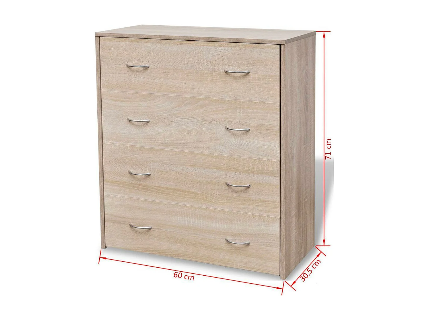 Aparador aparador console armário de armazenamento com 4 gavetas 71 cm cor carvalho marrom 4402121