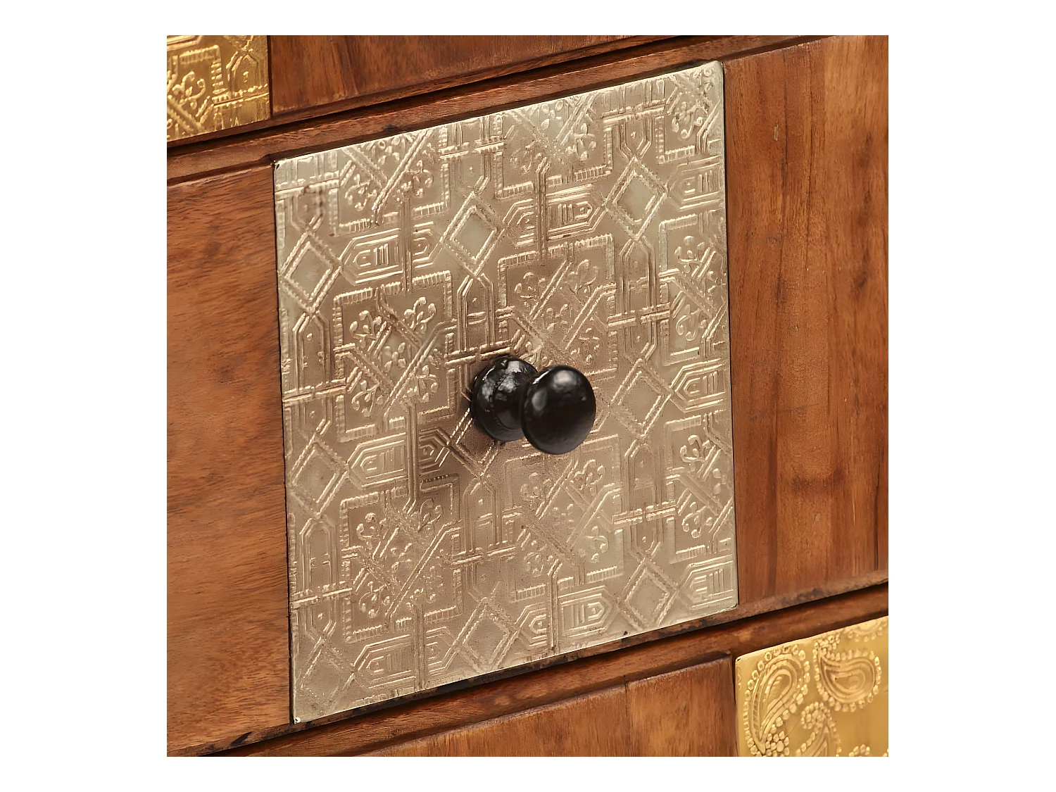 Buffet bahut armoire console meuble de rangement à tiroirs 75 cm bois d'acacia massif 4402208