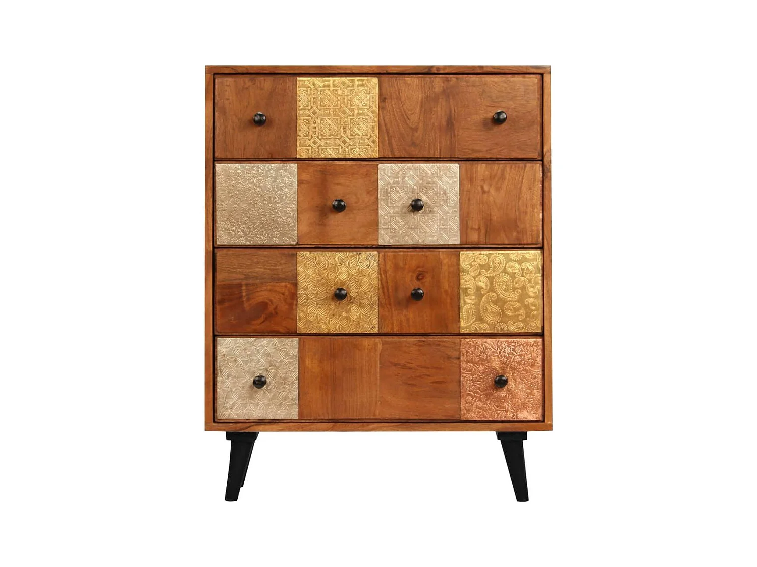 Buffet bahut armoire console meuble de rangement à tiroirs 75 cm bois d'acacia massif 4402208