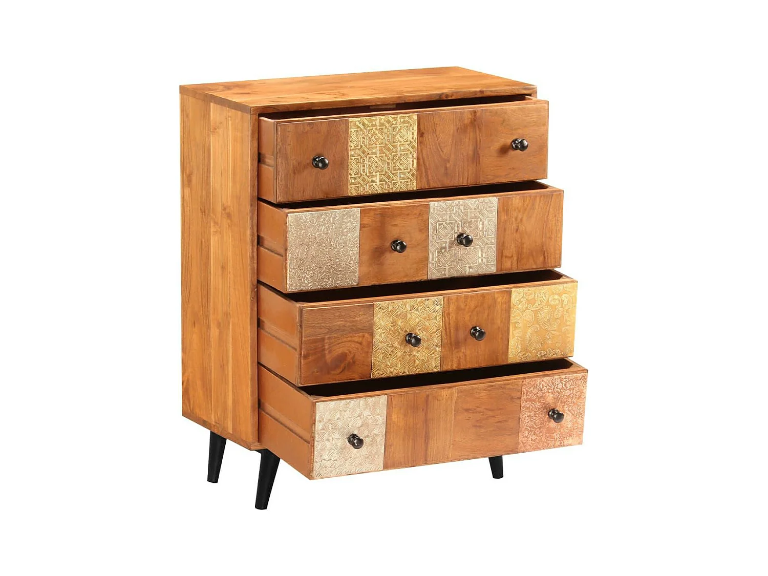 Buffet bahut armoire console meuble de rangement à tiroirs 75 cm bois d'acacia massif 4402208