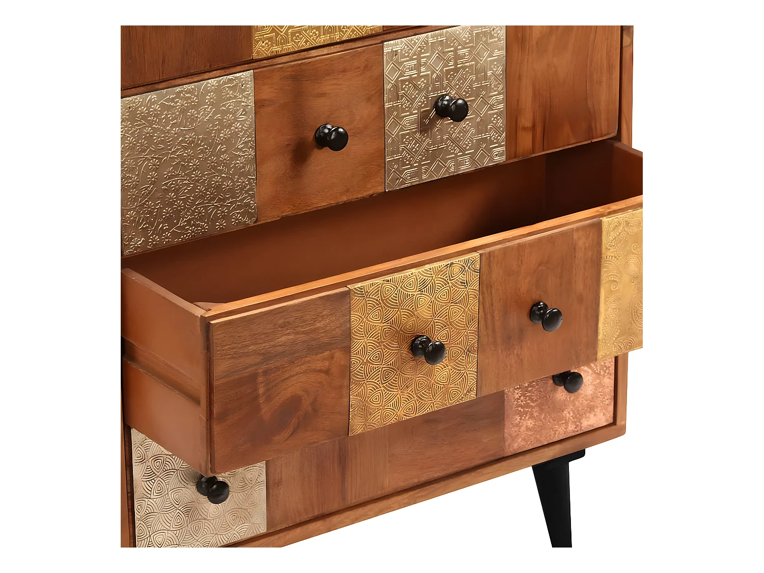 Buffet bahut armoire console meuble de rangement à tiroirs 75 cm bois d'acacia massif 4402208