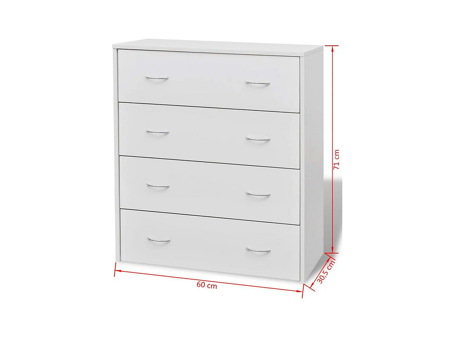 Aparador aparador consola mueble mueble de almacenamiento con 4 cajones 71 cm blanco 4402003