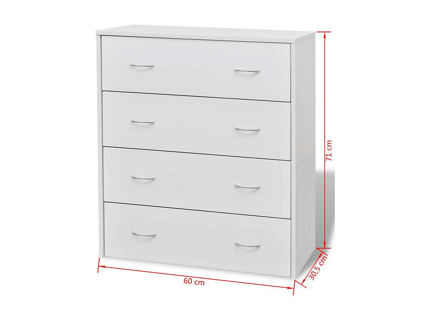 Aparador aparador consola mueble mueble de almacenamiento con 4 cajones 71 cm blanco 4402003