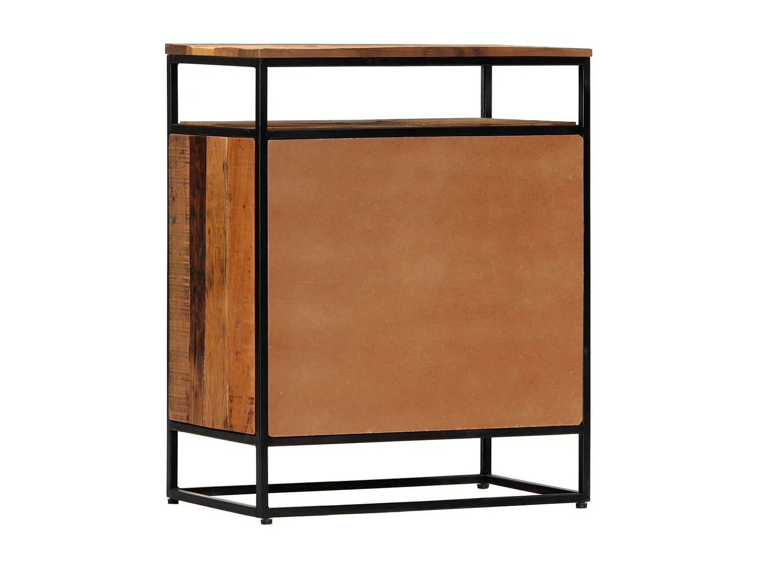 Aparador buffet móvel de armazenamento lateral 76 cm madeira recuperada maciça e aço 4402059