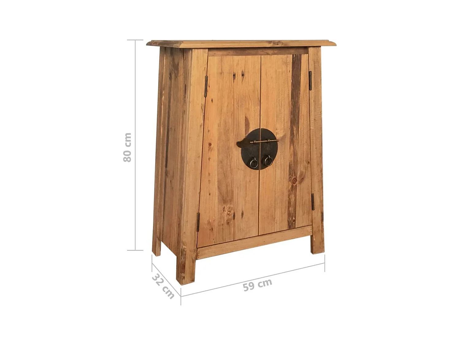 Credenza credenza consolle mobile portaoggetti laterale da bagno in pino massiccio riciclato 80 cm marrone 4402240