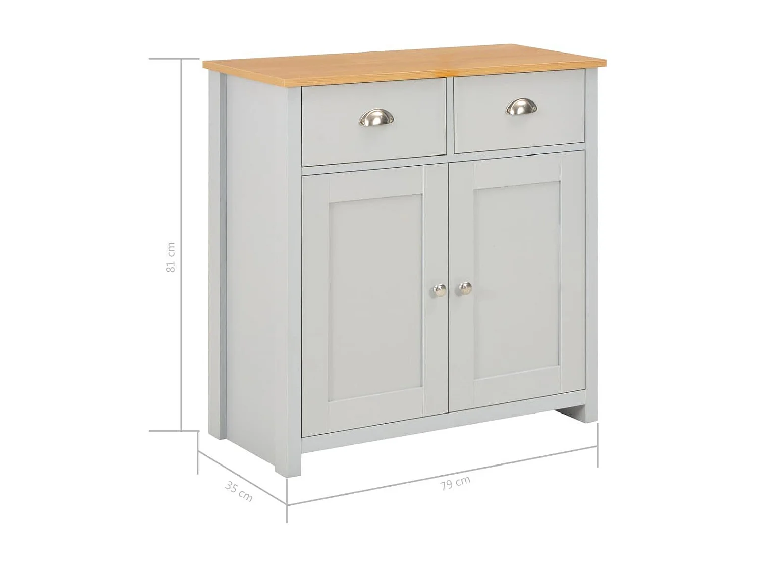 Aparador buffet mueble consola gris unidad de almacenamiento 79 cm 4402263