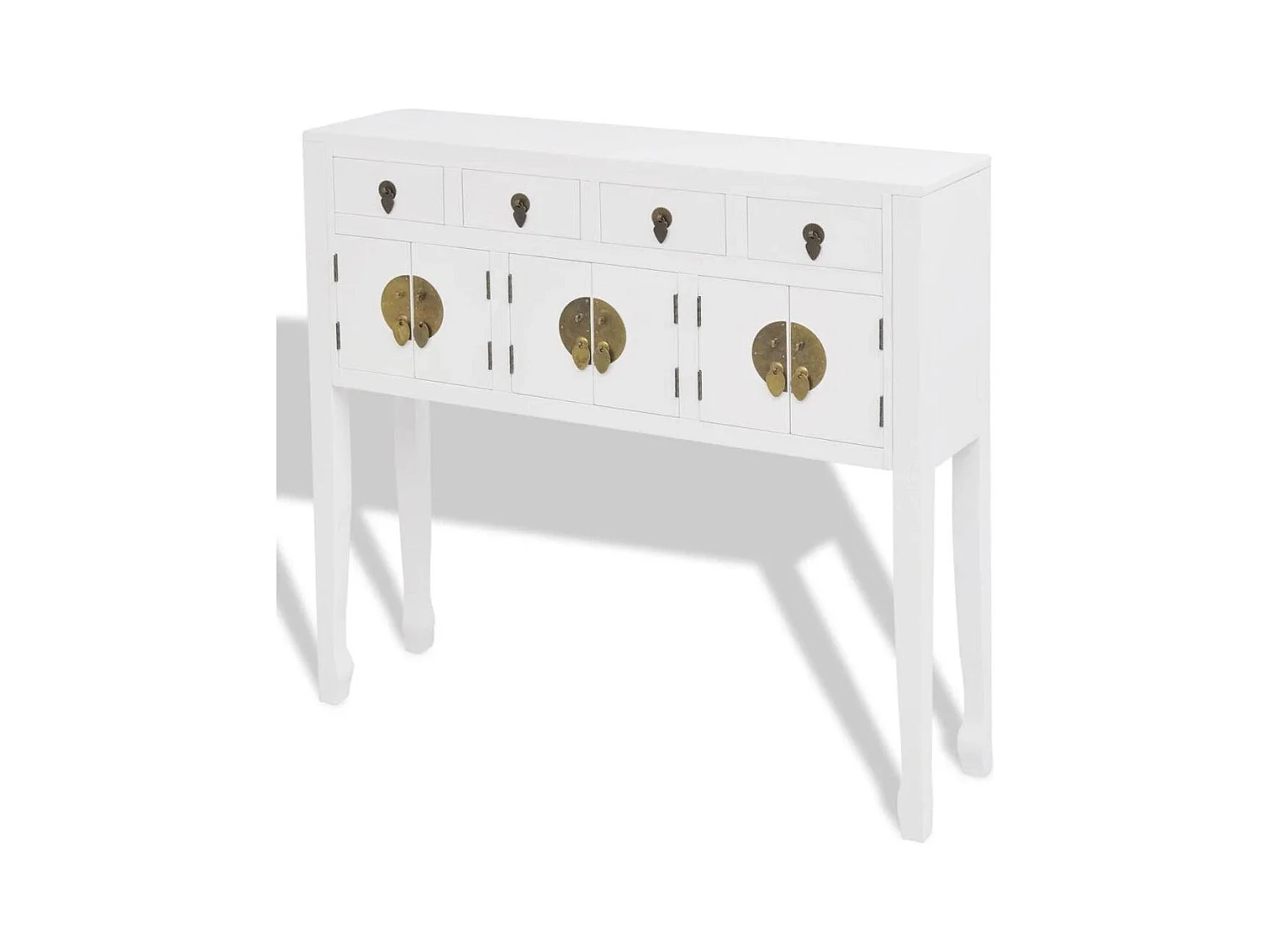 Aparador buffet console armário de armazenamento em estilo chinês em madeira maciça branca 4402004