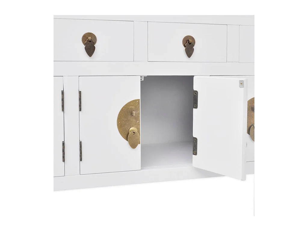 Aparador buffet console armário de armazenamento em estilo chinês em madeira maciça branca 4402004