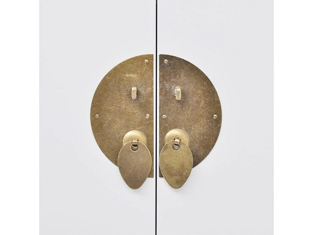 Mueble consola aparador buffet estilo chino en madera maciza blanca 4402004