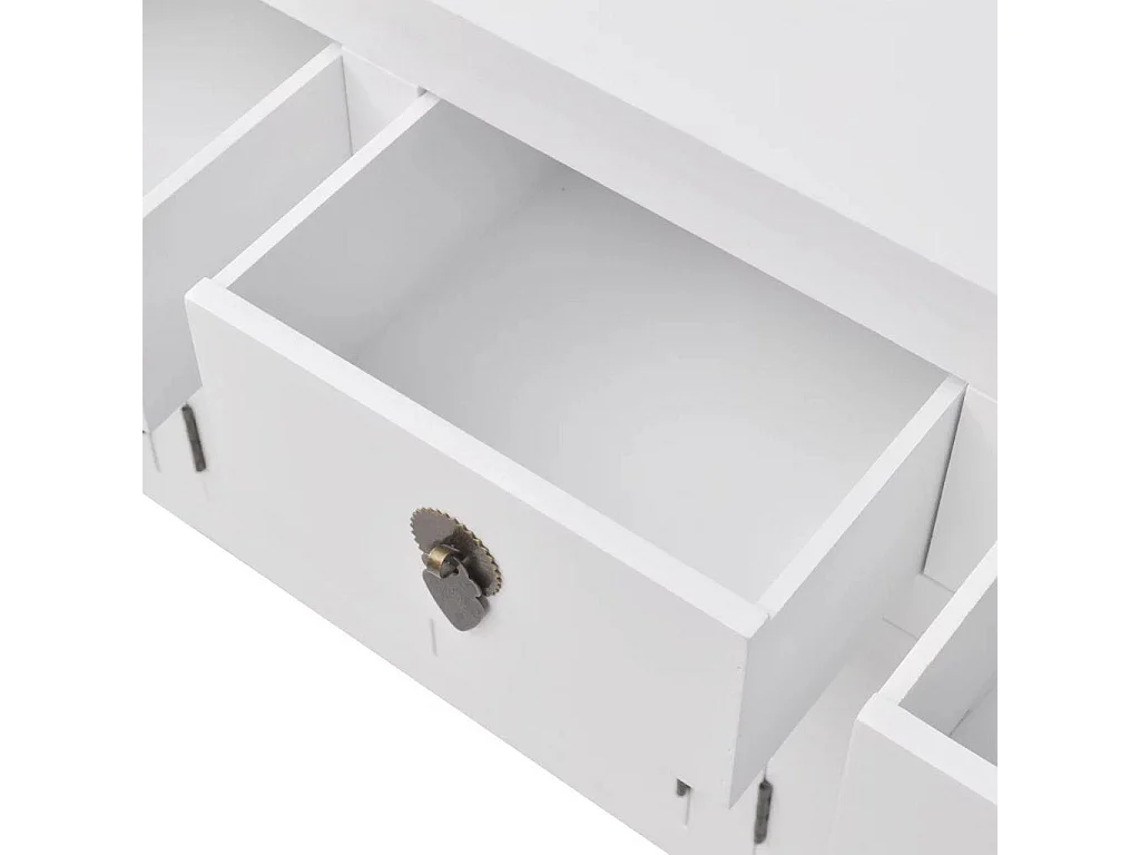 Mueble consola aparador buffet estilo chino en madera maciza blanca 4402004