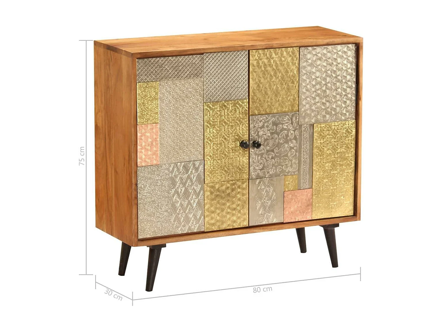 Credenza buffet consolle mobile contenitore 80 cm in legno massello di acacia 4402249