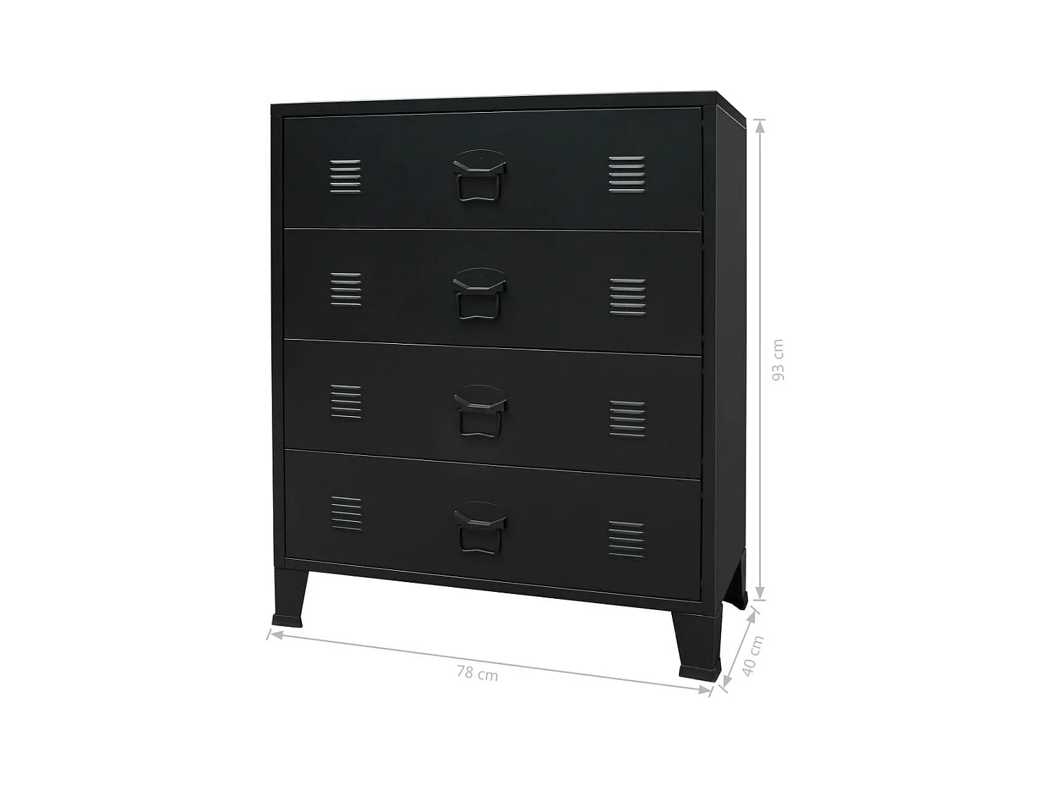 Aparador buffet mueble consola mueble de almacenaje con cajones metálicos estilo industrial 93 cm negro 4402223