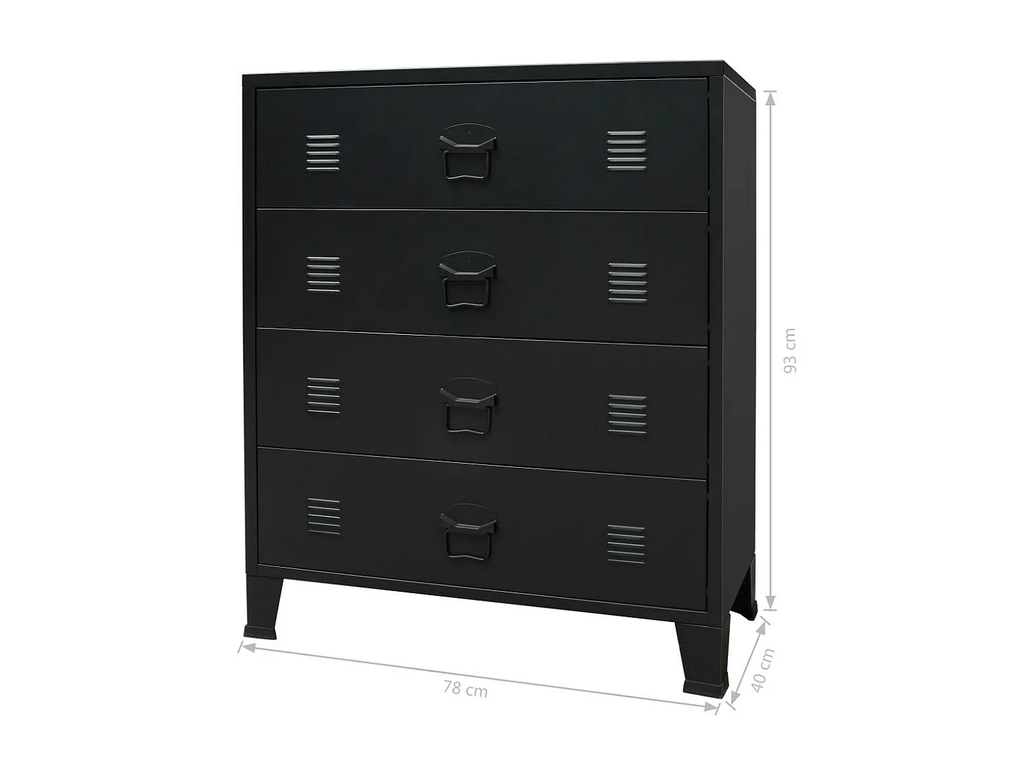 Aparador buffet mueble consola mueble de almacenaje con cajones metálicos estilo industrial 93 cm negro 4402223