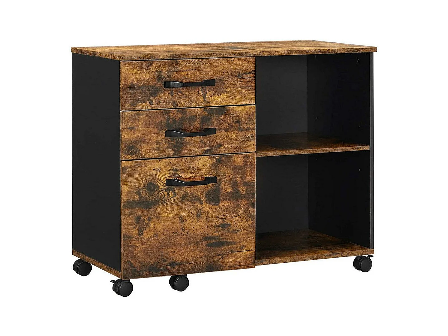 Caisson 3 tiroirs meuble marron 80 x 40 x 66 cm 12_0002403