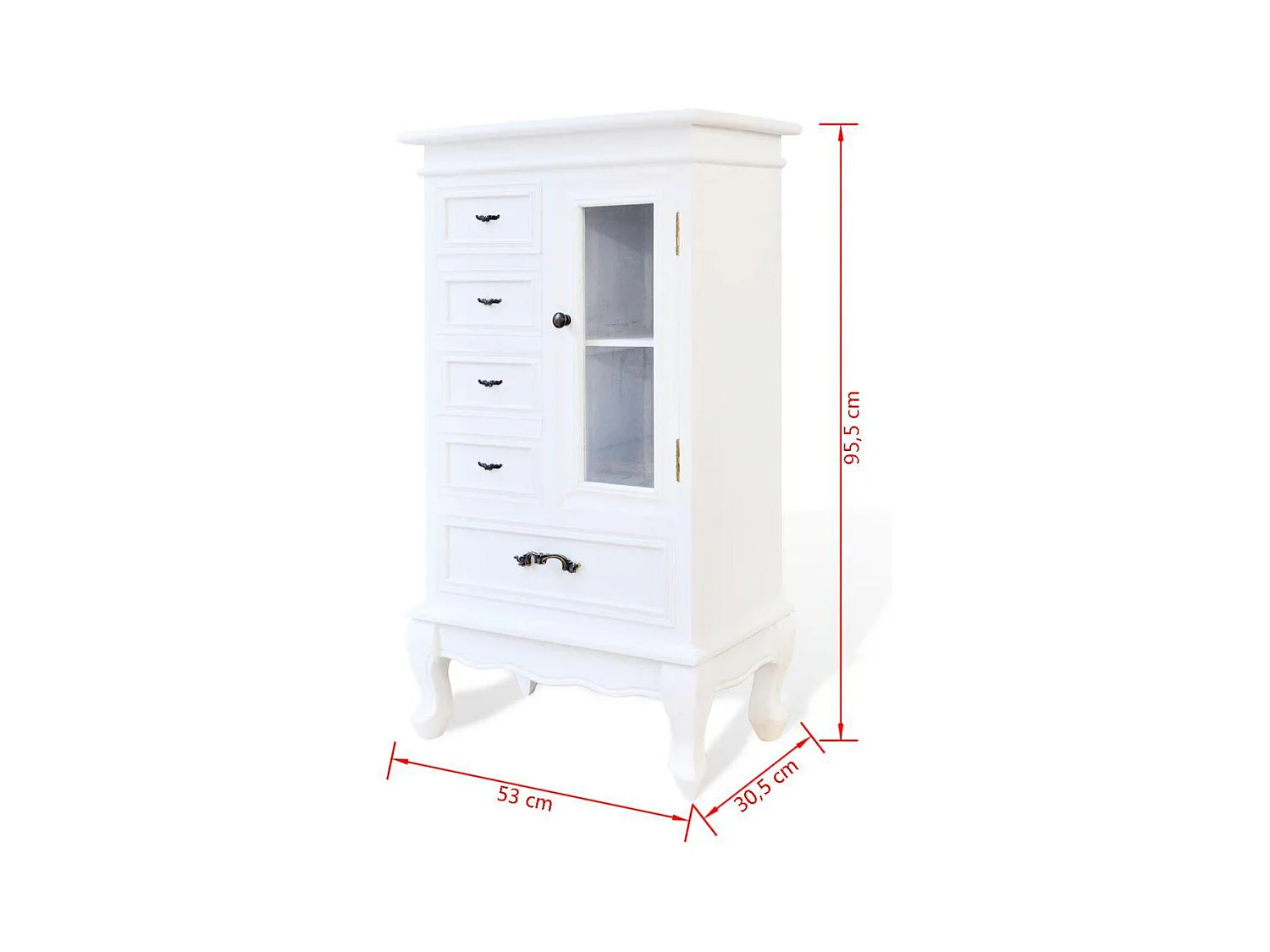 Aparador aparador consola mueble mueble de almacenamiento con 5 cajones y 2 estantes blanco 4402197