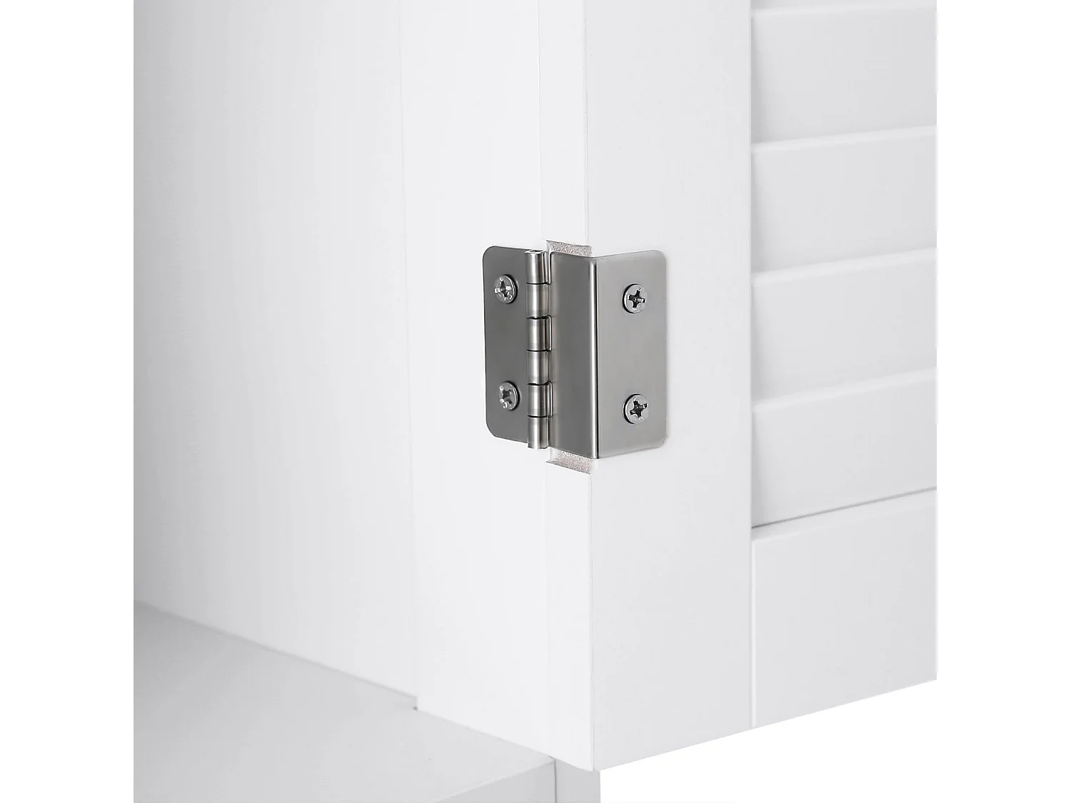 Mobile contenitore mobiletto da bagno armadio 60 x 30 x 80 cm con 2 ante a persiana cassetto ripiano regolabile Stile nordico scandinavo bianco opaco 12_0002415